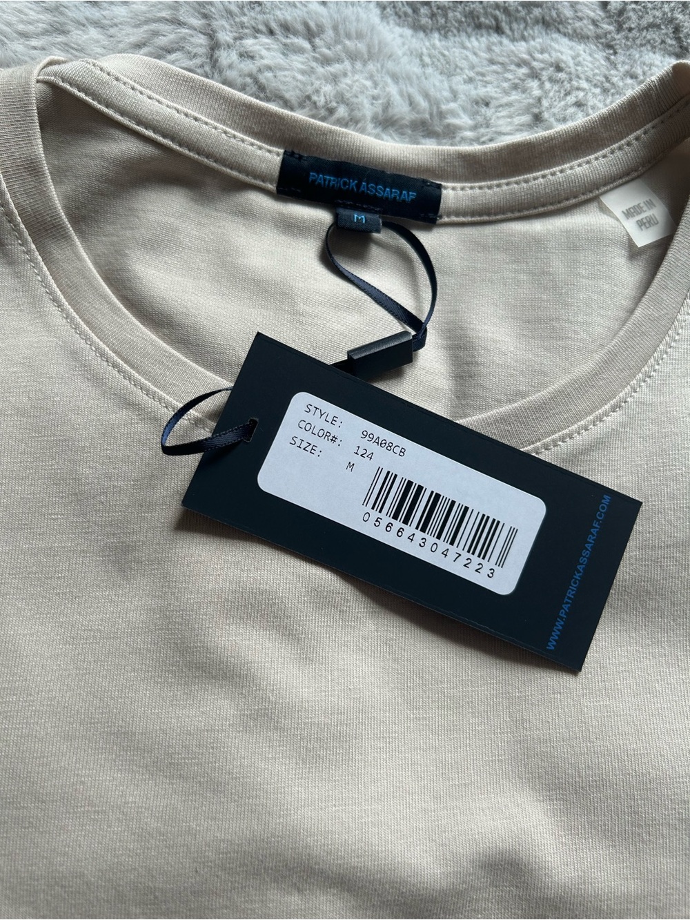Men’s Patrick Assaraf Short-Sleeve Crewneck T-Shirt in Light Beige